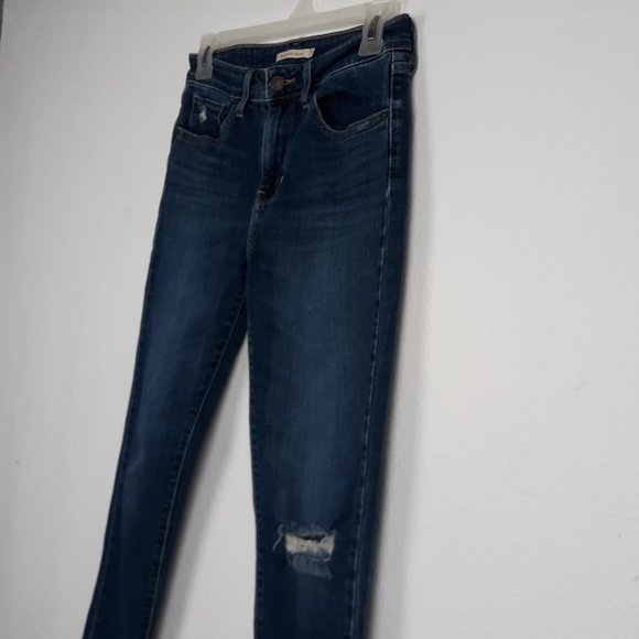 Levi's 721 Women's Jeans Size 27 High-Rise Skinny Distressed Medium Wash Blue - Picture 4 of 16